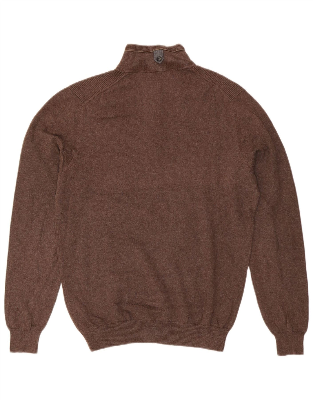 Massimo Dutti Herren-Pullover mit Reißverschluss am Hals, kleine braune Baumwolle
