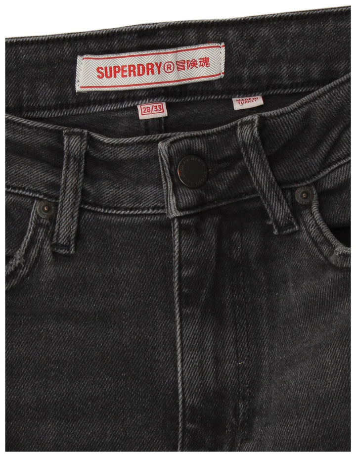 SUPERDRY Womens High Rise Distressed Flared Jeans W28 L33 Grey Cotton