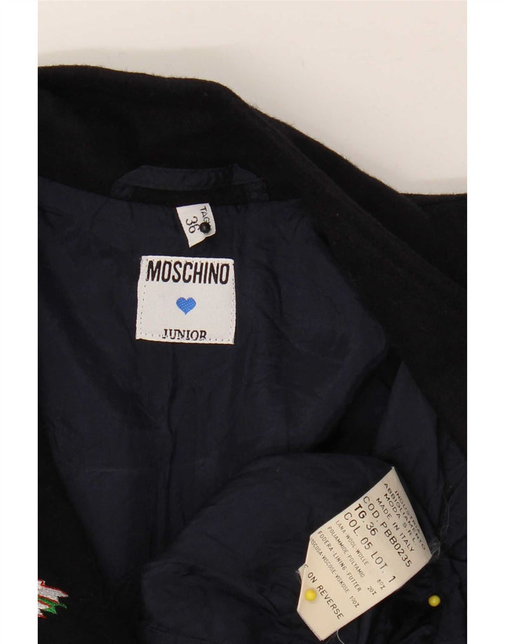 Zweireihiger Blazer für Mädchen von Moschino, 7–8 Jahre, marineblaue Wolle