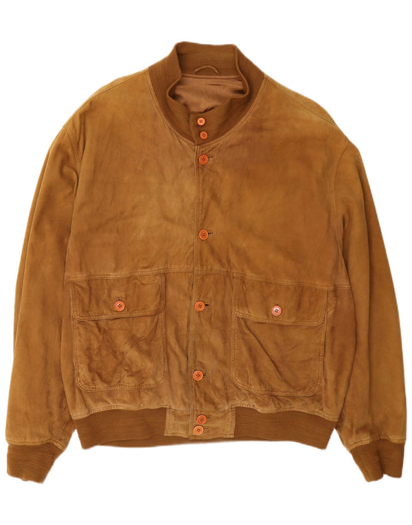 Vintage Herren Wildleder Bomberjacke UK 42 XL Beige
