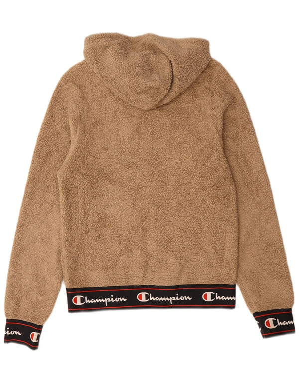 Champion Herren-Fleece-Kapuzenpullover mit Reißverschluss, Größe S, Beige, Farbblock