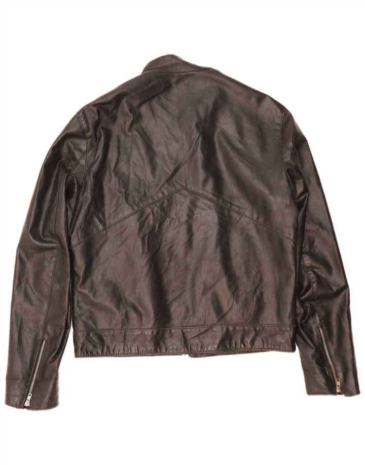 Vintage Herren Bomber Lederjacke IT 52 XL Schwarzes Leder
