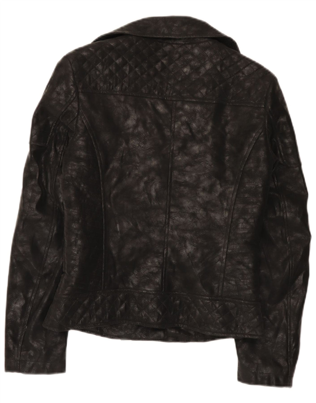 Guess Damen-Bikerjacke aus Kunstleder, UK 4 XS, schwarzes Polyurethan