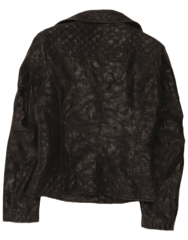 Guess Damen-Bikerjacke aus Kunstleder, UK 4 XS, schwarzes Polyurethan