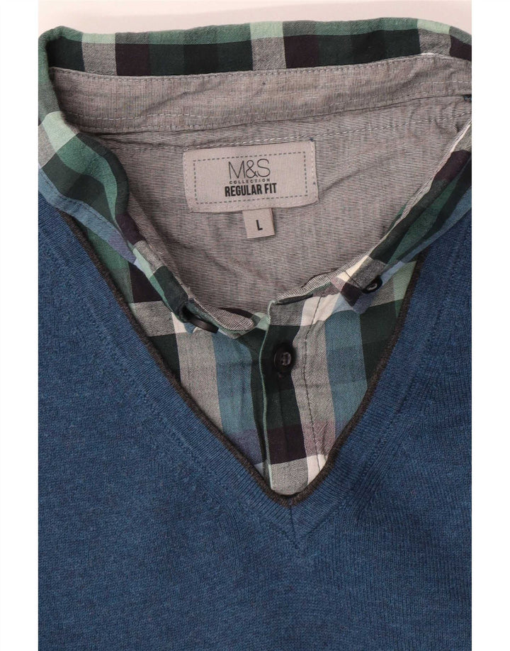 Marks & Spencer Herren-Pullover mit Rollkragen, reguläre Passform, Größe L, Blau