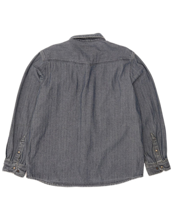 Carhartt Herren-Slim-Fit-Hemd, groß, blaue Fischgräten-Baumwolle