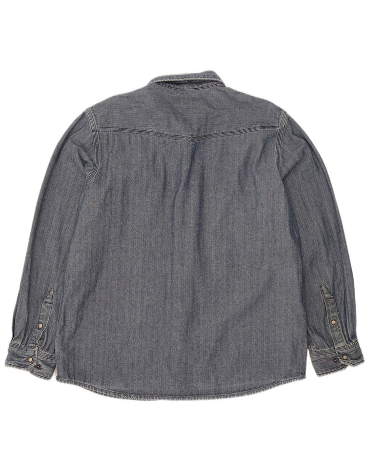 Carhartt Herren-Slim-Fit-Hemd, groß, blaue Fischgräten-Baumwolle
