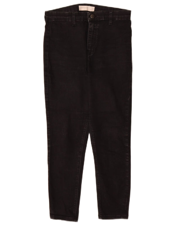 Topshop Damen Joni Cropped Jeans W30 L25 Schwarze Baumwolle