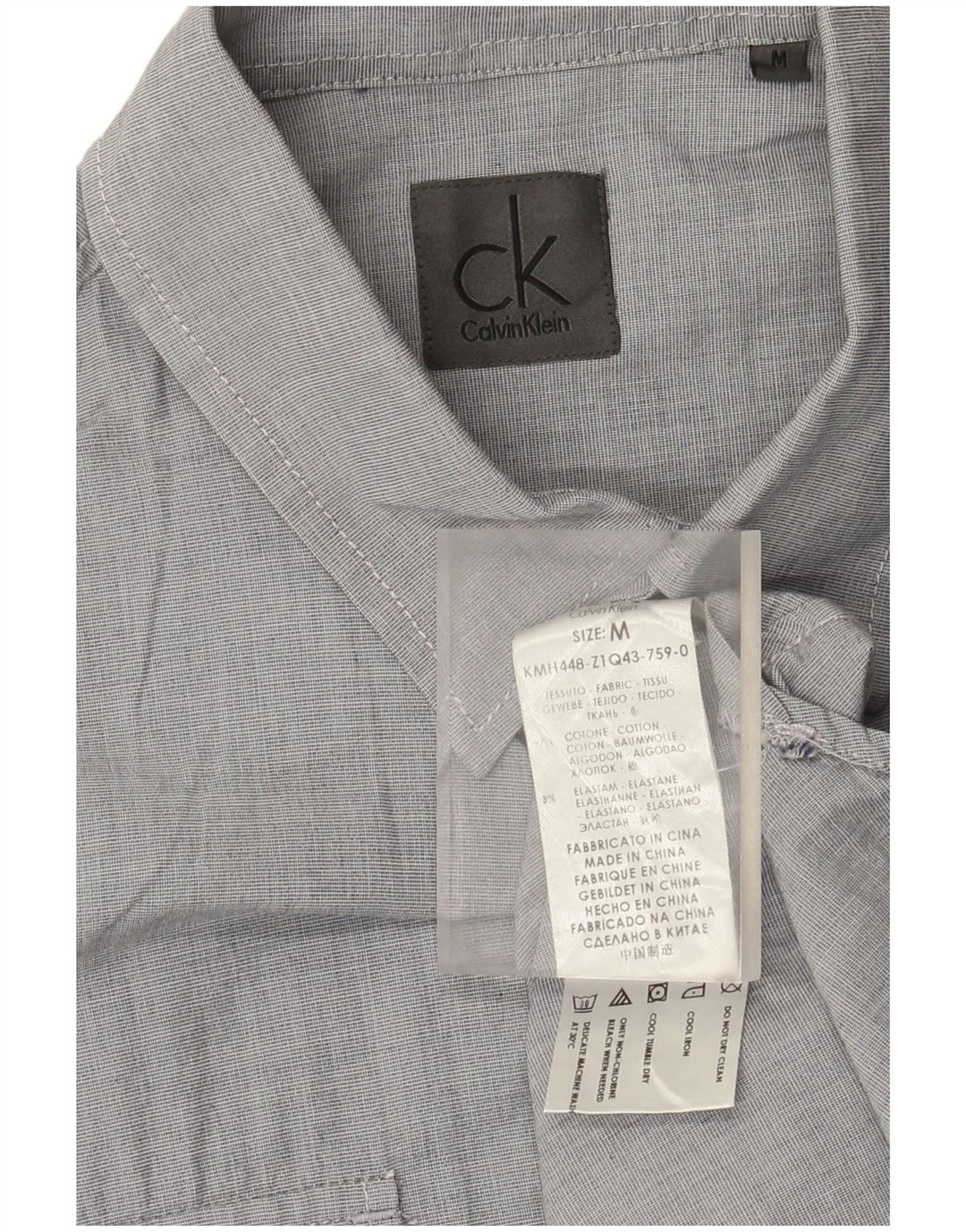 Calvin Klein Herren Kurzarm-Militärhemd aus mittelgrauer Baumwolle