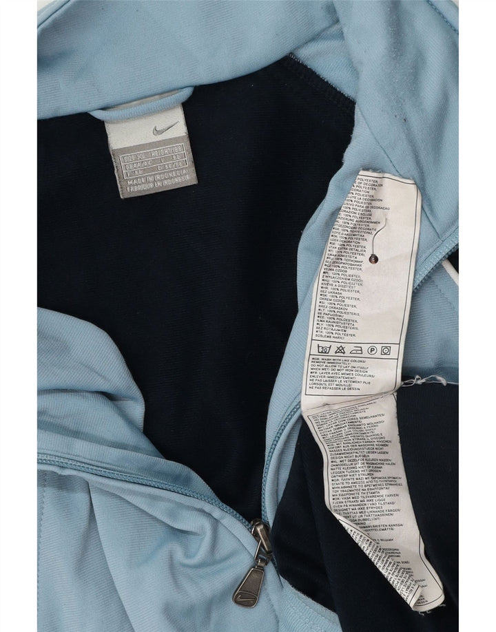 NIKE Herren-Trainingsanzug-Top-Jacke UK 44/46 XL Blaues Colourblock-Polyester