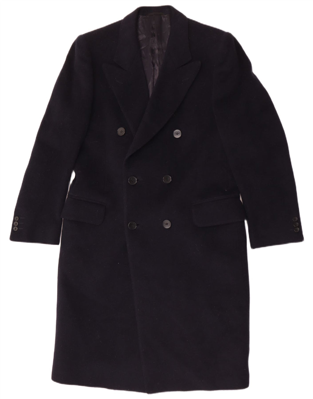 Facis Herren langer zweireihiger Mantel IT 48 Medium Navy Blue