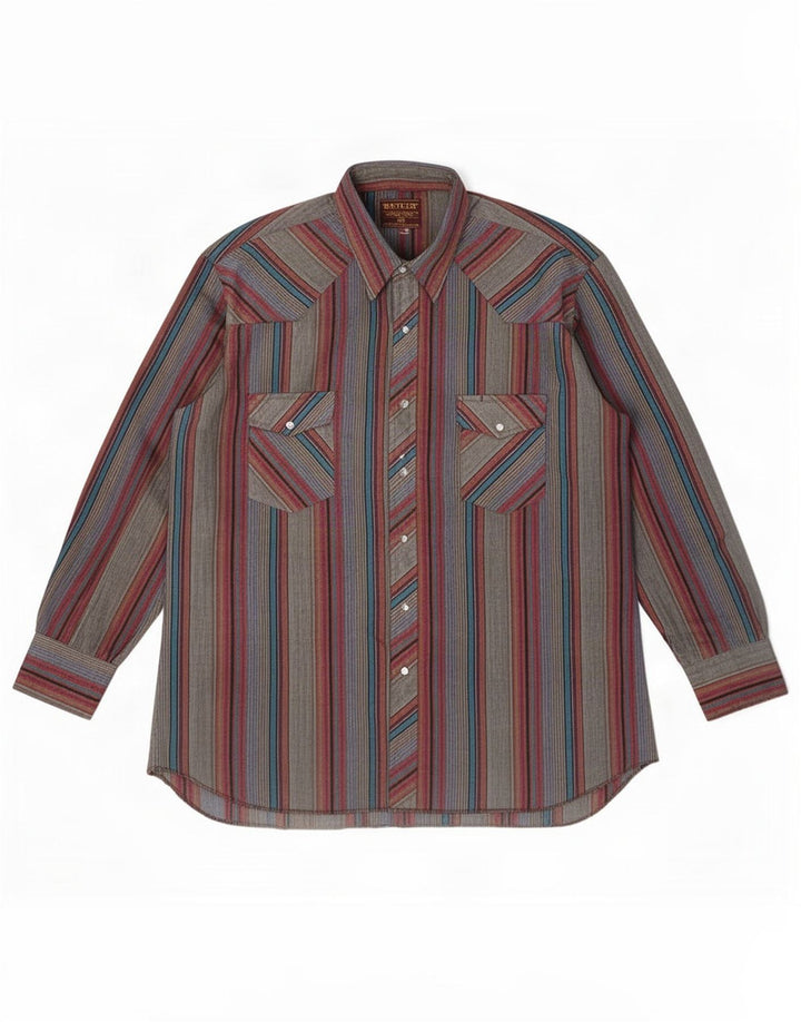 Rustler Mens Tall Shirt Größe 17 1/2 XL Mehrfarbig gestreift