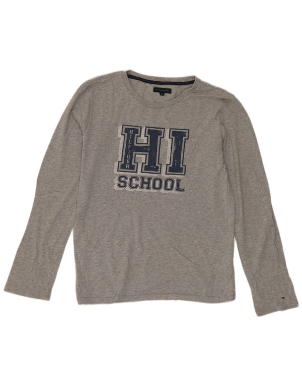 Tommy Hilfiger Jungen-Oberteil mit Grafik, langärmlig, 11–12 Jahre, graue Baumwolle