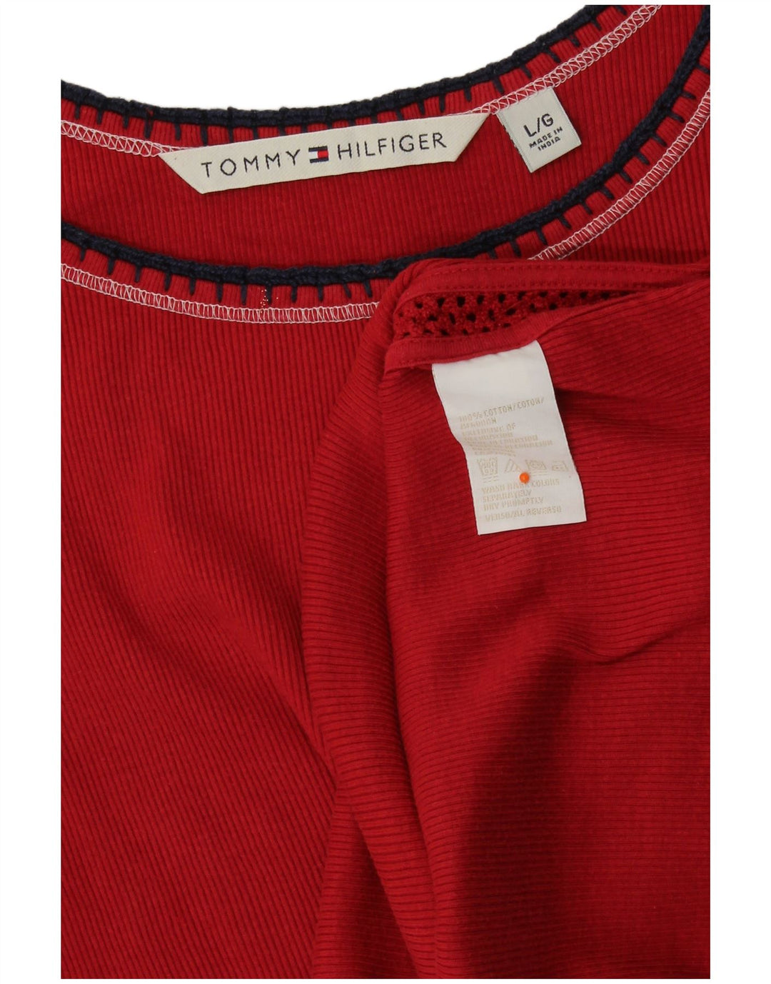 TOMMY HILFIGER Damen Weste Top UK 16 Große rote Baumwolle