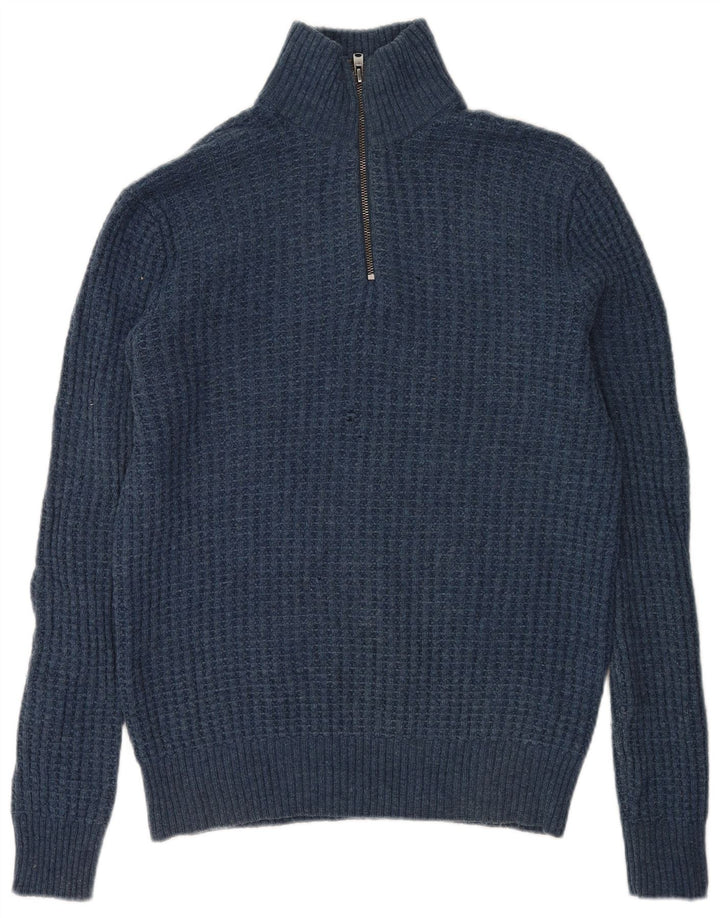 Gap Herren-Pullover mit Reißverschluss am Hals, kleine blaue Lammwolle