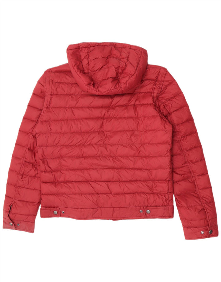 Massimo Dutti Wattierte Damenjacke mit Kapuze, UK 14, Größe L, Burgunderrot