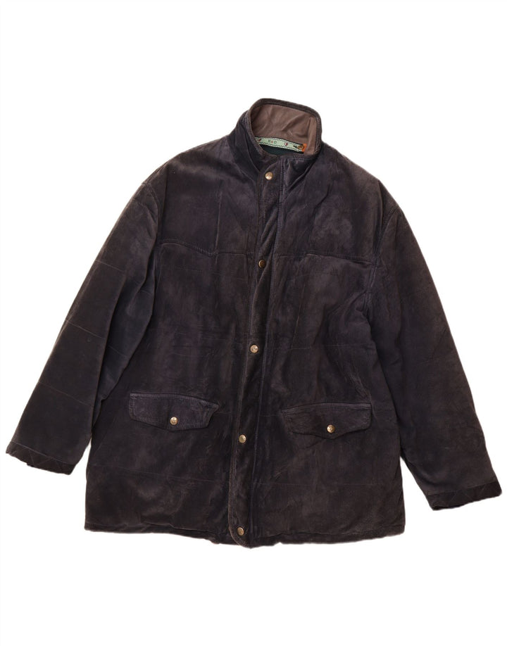 Vintage Herren Wildleder Windjacke IT 52 XL Marineblaues Leder