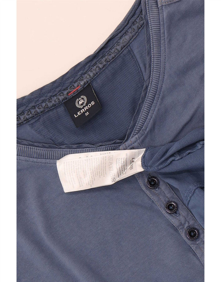Lerros Herren-T-Shirt-Oberteil aus mittelblauer Baumwolle