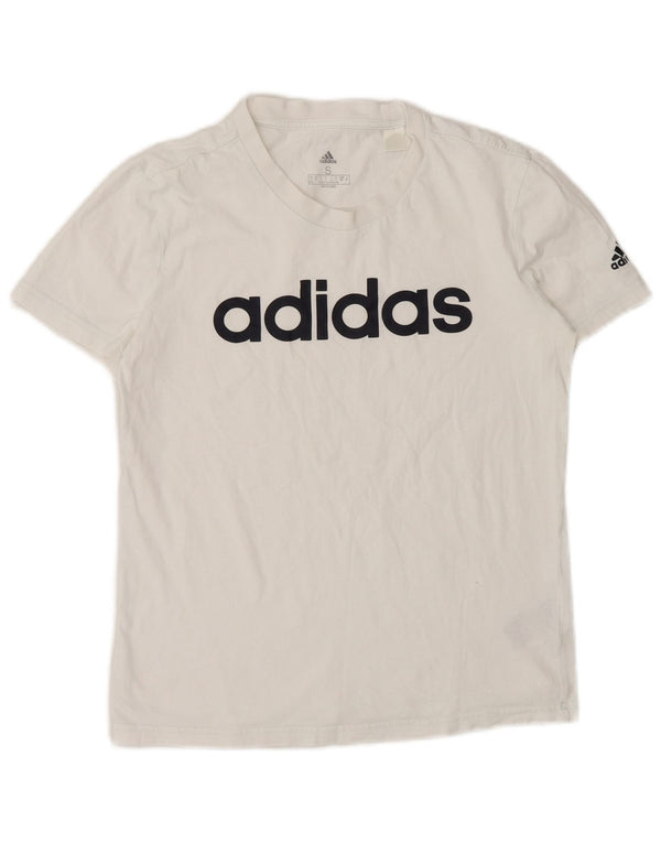 Adidas Damen Graphic T-Shirt Top UK 8/10 Small Weiße Baumwolle