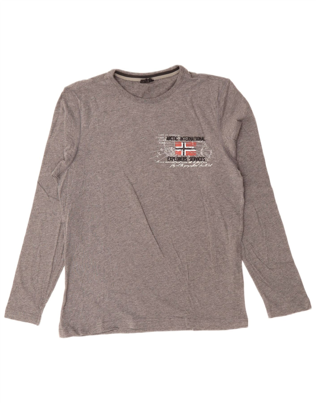 NAPAPIJRI Herren-Grafik-Oberteil, langärmelig, Mittelgrau