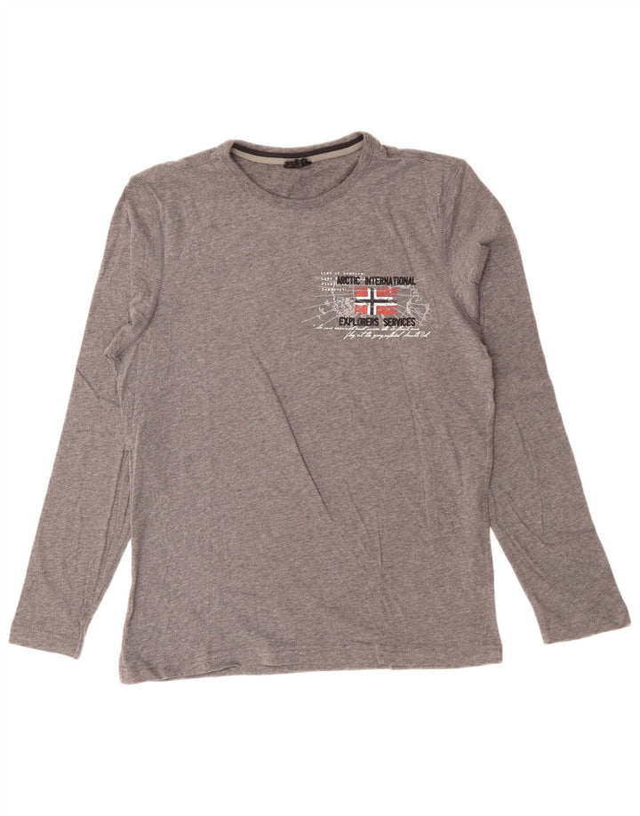 NAPAPIJRI Herren-Grafik-Oberteil, langärmelig, Mittelgrau