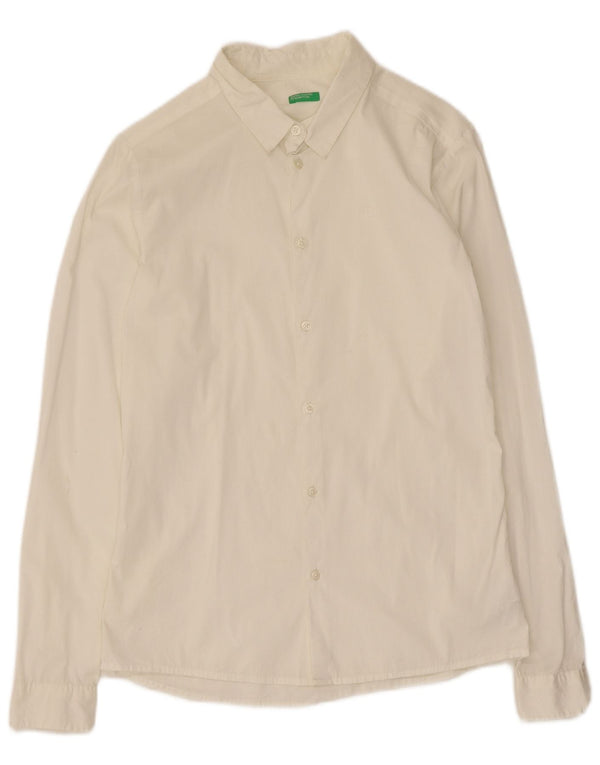 Benetton Jungen-Hemd, 13–14 Jahre, 3XL, weiße Baumwolle