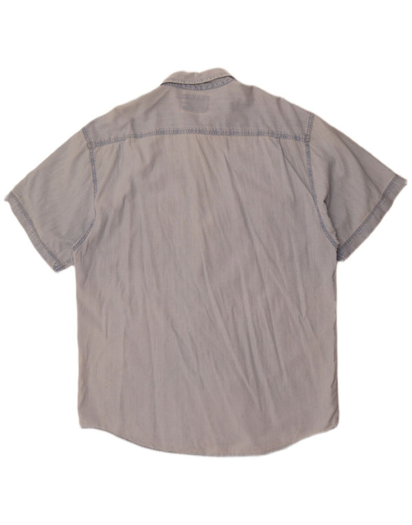 Wrangler Herren-Kurzarm-Jeanshemd 2XL aus blauer Baumwolle