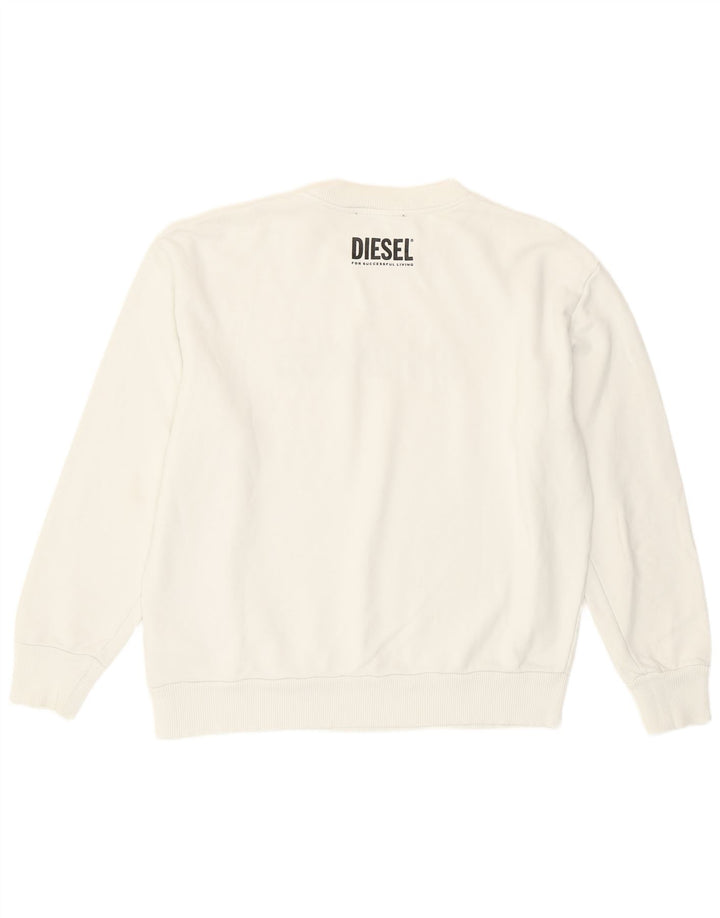 Diesel Herren-Sweatshirt mit Grafik, Größe S, weiße Baumwolle
