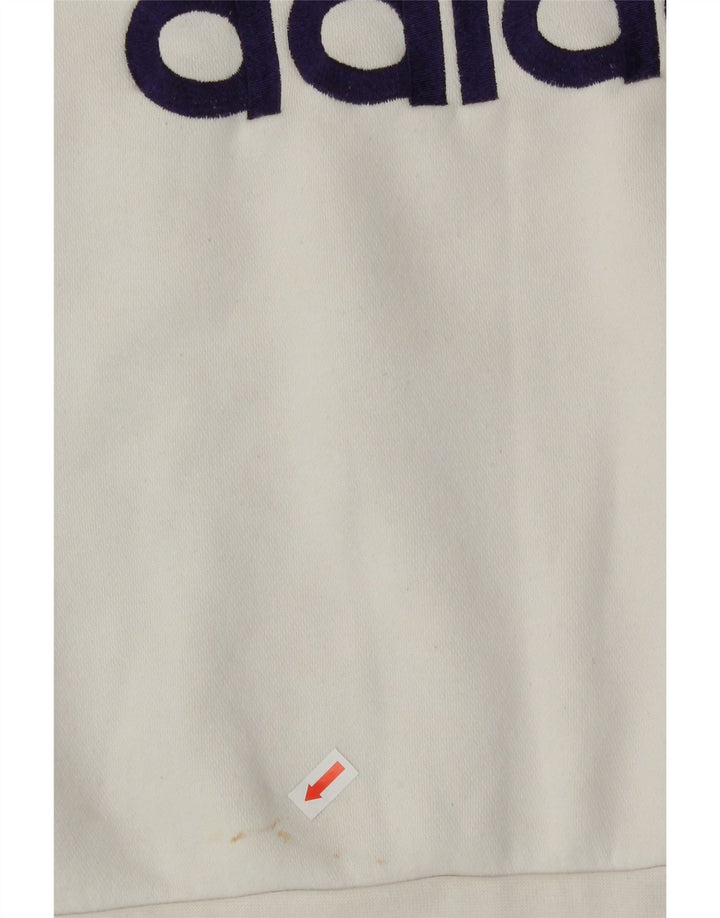ADIDAS Mens Graphic Sweatshirt Jumper Medium White Cotton Vintage Adidas and Second-Hand Adidas from Messina Hembry 