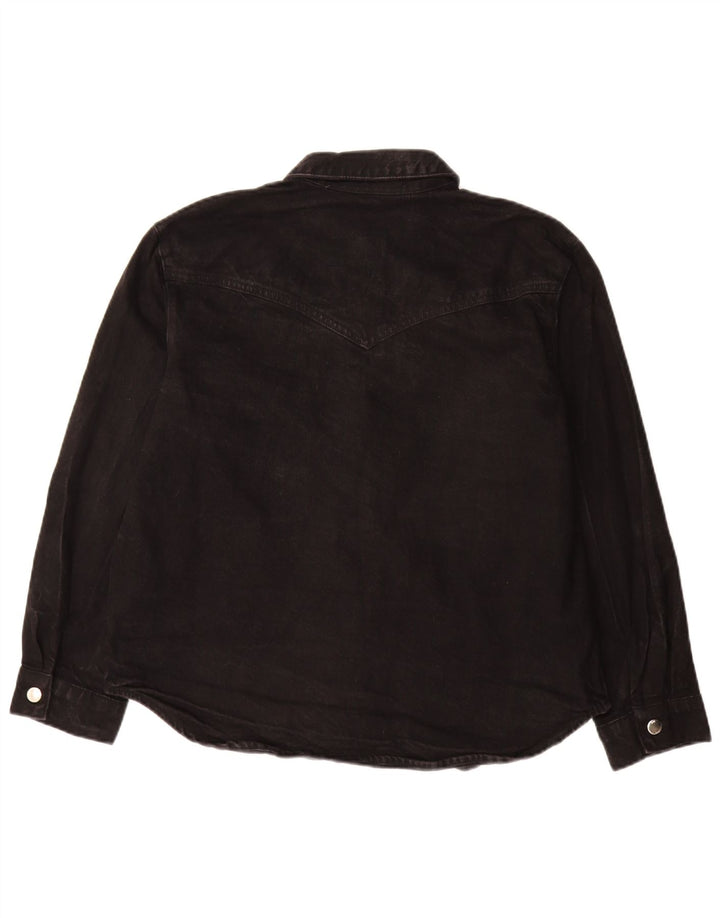 Übergroßes Jeanshemd von Zara für Damen, UK 10, Größe S, Schwarz, Baumwolle