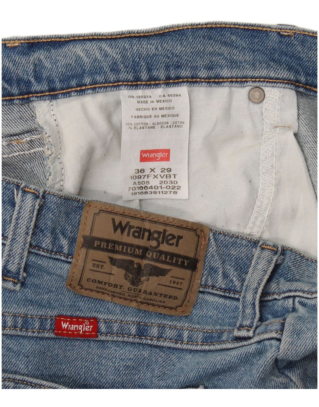 Wrangler Herren Straight Jeans W36 L29 Blaue Baumwolle