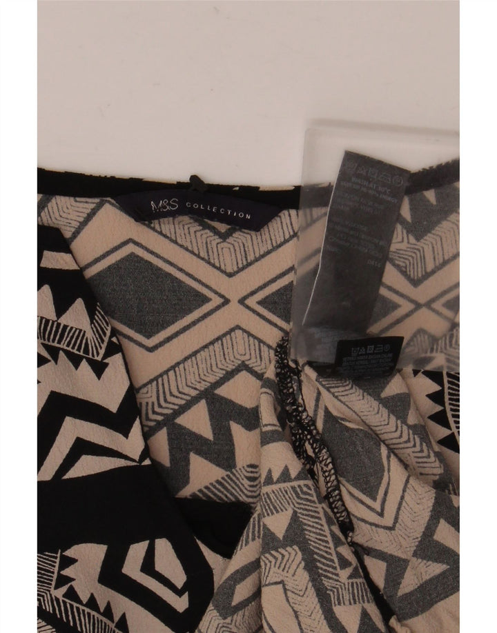 Marks & Spencer Damen-Blusenoberteil, Gr. 46, groß, schwarze, geometrische Viskose
