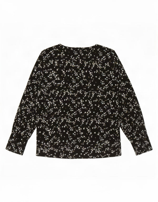 Marks & Spencer Damen-Blusenoberteil mit langen Ärmeln, Gr. 8, Größe S, Schwarz, Blumenmuster