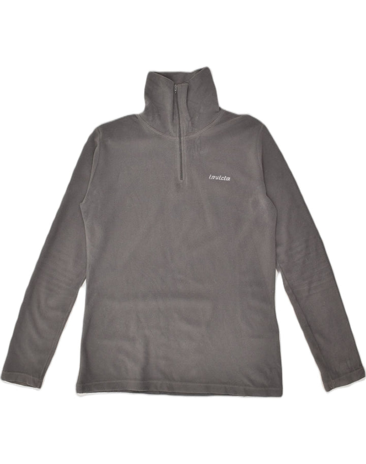 INVICTA Womens Zip Neck Fleece Jumper UK 16 Large Grey | Vintage Invicta | Thrift | Second-Hand Invicta | Used Clothing | Messina Hembry 