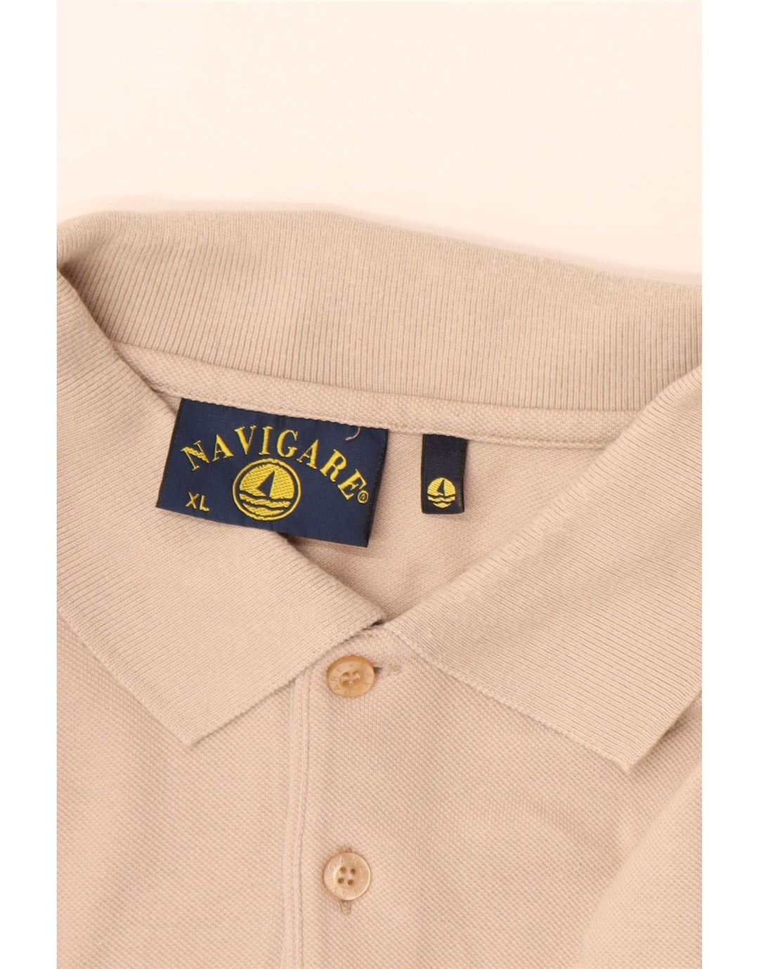 NAVIGARE Herren Langarm-Poloshirt XL Beige Baumwolle