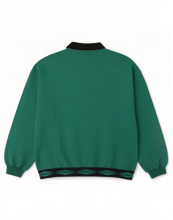 Vintage Damen Oversized Sweatshirt Pullover UK 14 Mittelgrün Geometrisch