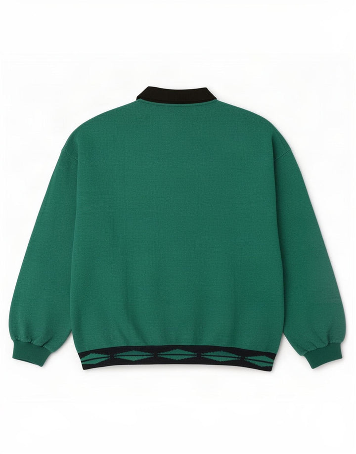 Vintage Damen Oversized Sweatshirt Pullover UK 14 Mittelgrün Geometrisch