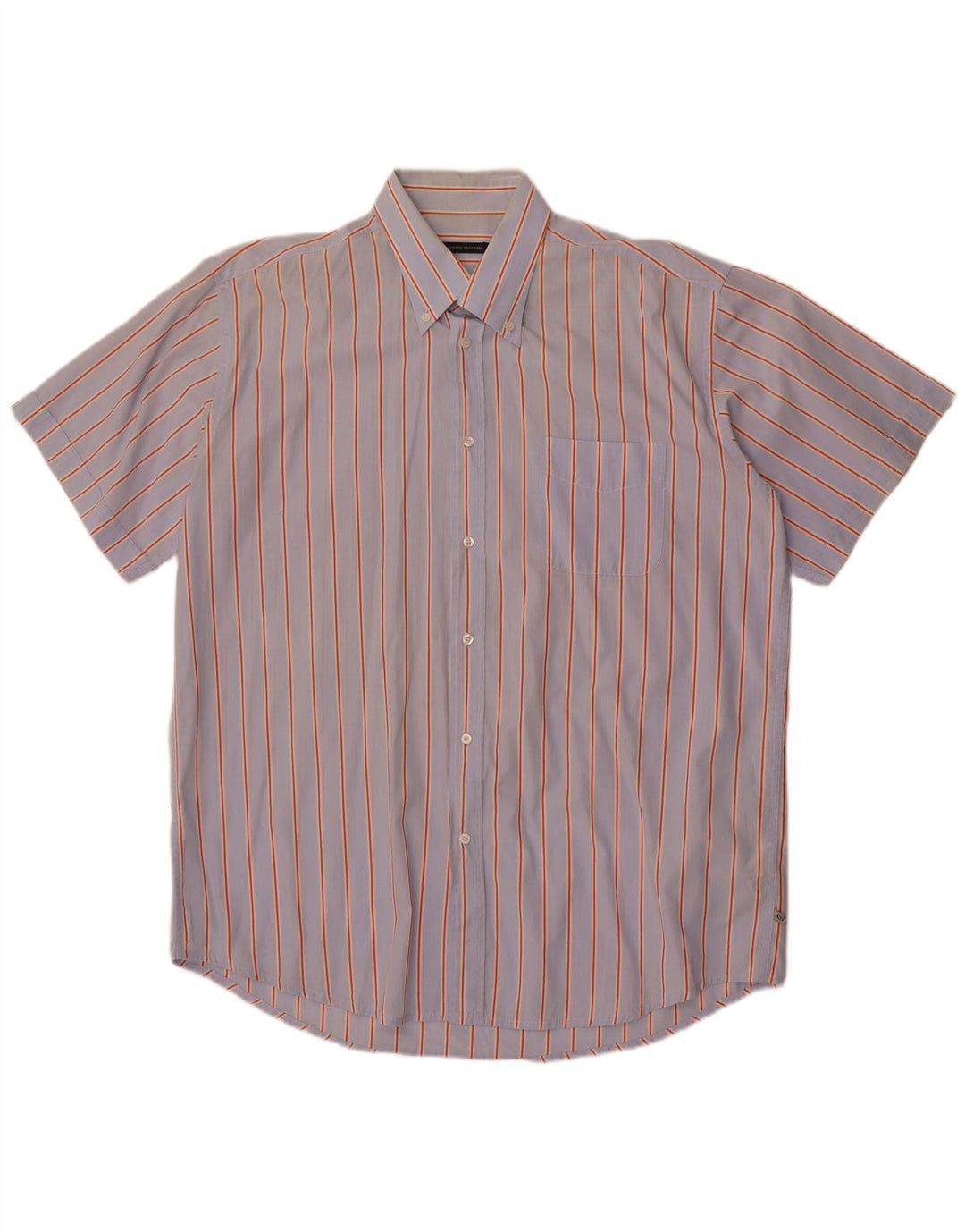 Sergio Tacchini Herren Kurzarmhemd 2XL blau gestreift aus Baumwolle