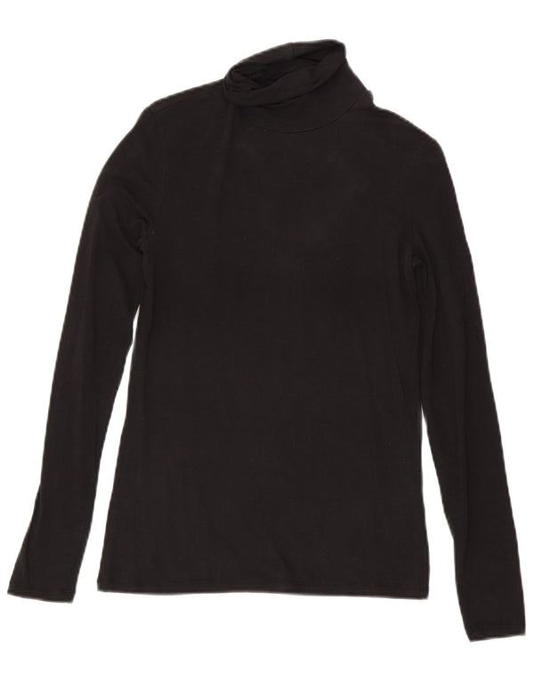 Massimo Dutti Damen Top Langarm UK 8 Small Schwarz Lyocell