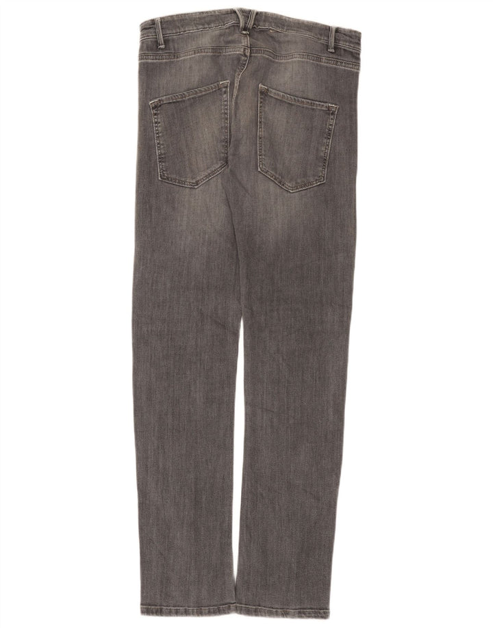 Benetton Damen Slim Jeans W31 L31 Graue Baumwolle