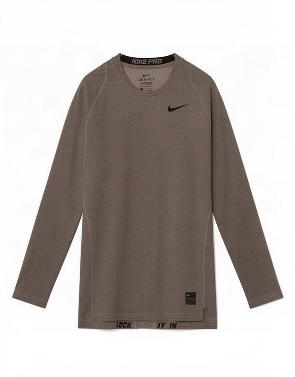 Nike Damen Dri Fit Top Langarm UK 10 Small Graues Colourblock-Polyester