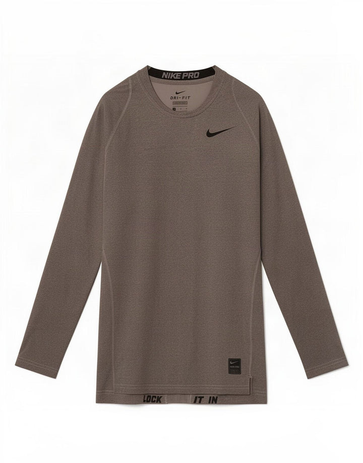 Nike Damen Dri Fit Top Langarm UK 10 Small Graues Colourblock-Polyester