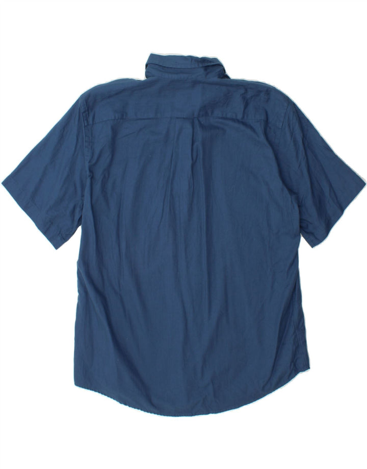 DOCKERS Mens Short Sleeve Shirt Size 16 1/2 Large Blue Herringbone Cotton Vintage Dockers and Second-Hand Dockers from Messina Hembry 