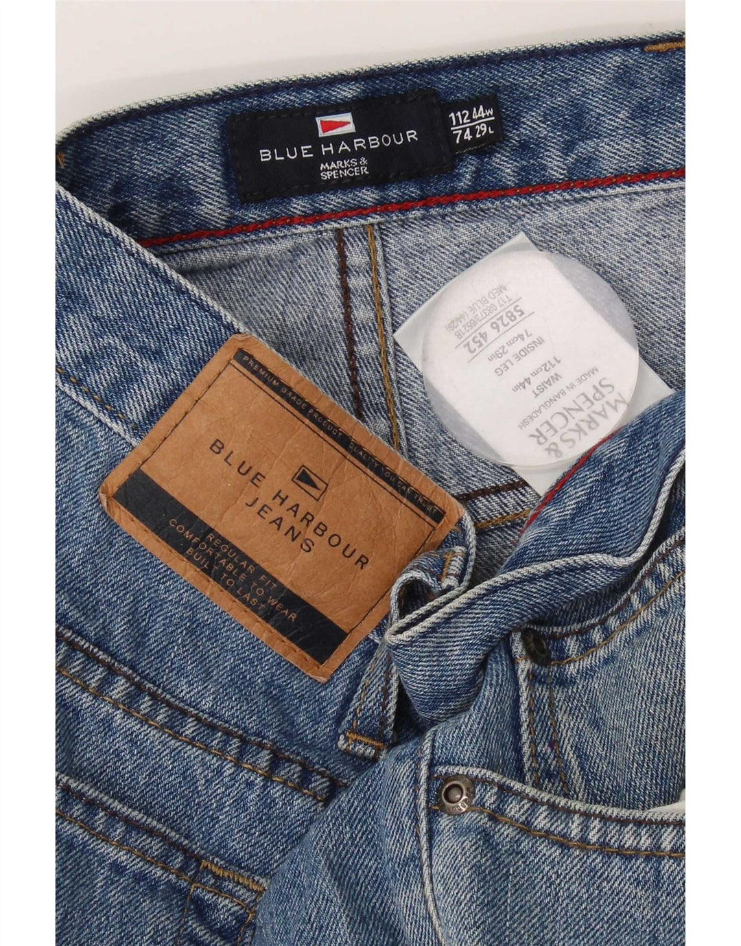 Marks & Spencer Herren Blue Harbor Straight Jeans W44 L29 Baumwolle