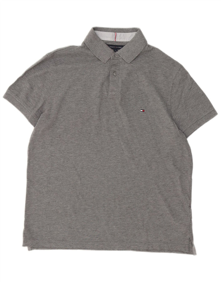 Tommy Hilfiger Herren-Poloshirt aus mittelgrauer Baumwolle