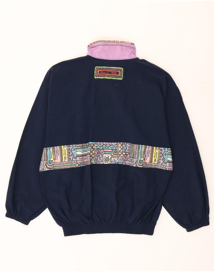 Vintage Damen-Trainingsanzug, UK 10, Größe S, marineblau, geometrisch, Polyamid