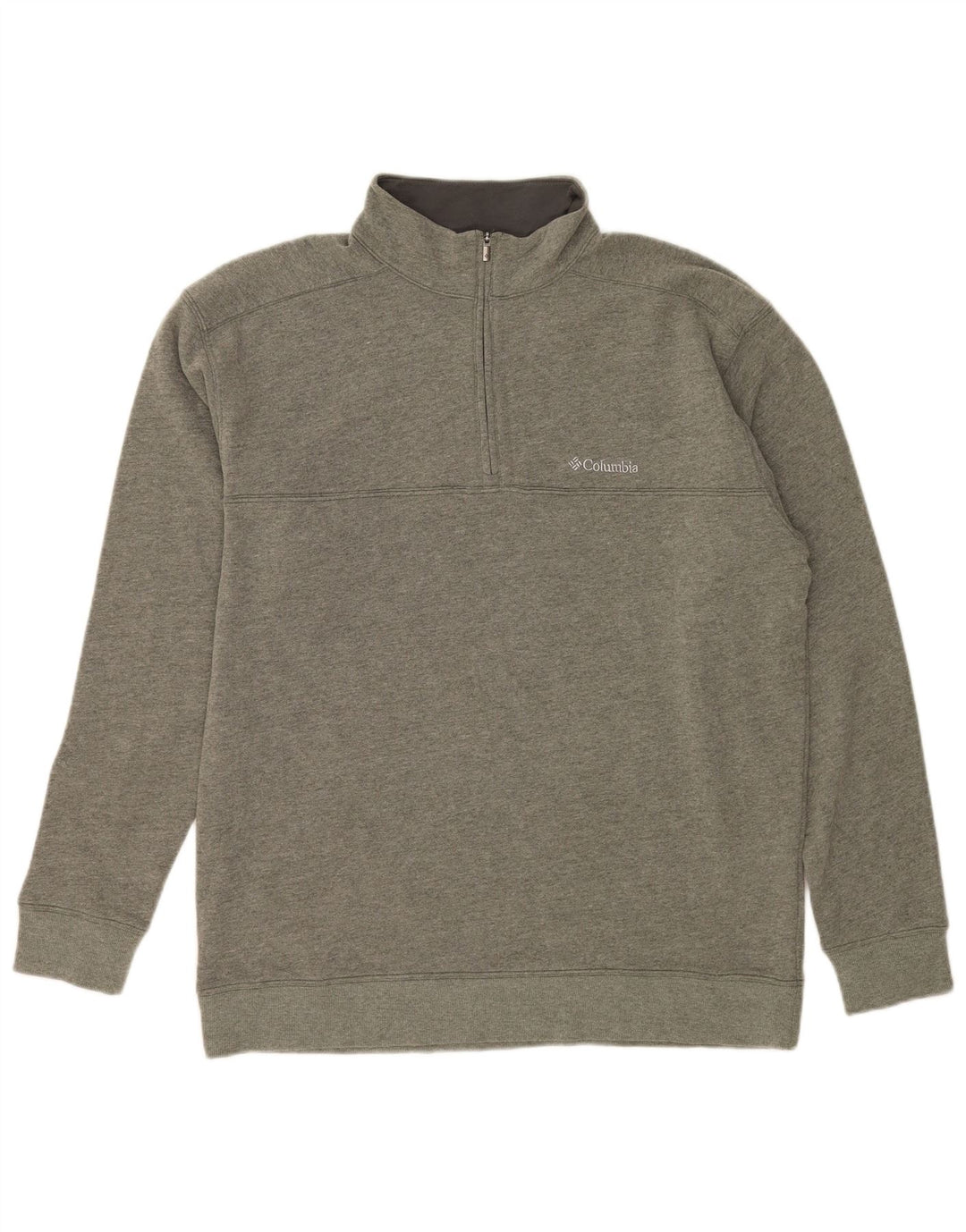 Columbia Herren-Sweatshirt mit Reißverschluss am Hals, groß, aus grauer Baumwolle