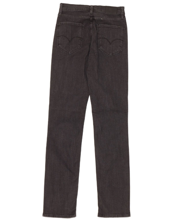 Levi's Damen 724 High Rise Straight Jeans W26 L32 Schwarzes Lyocell