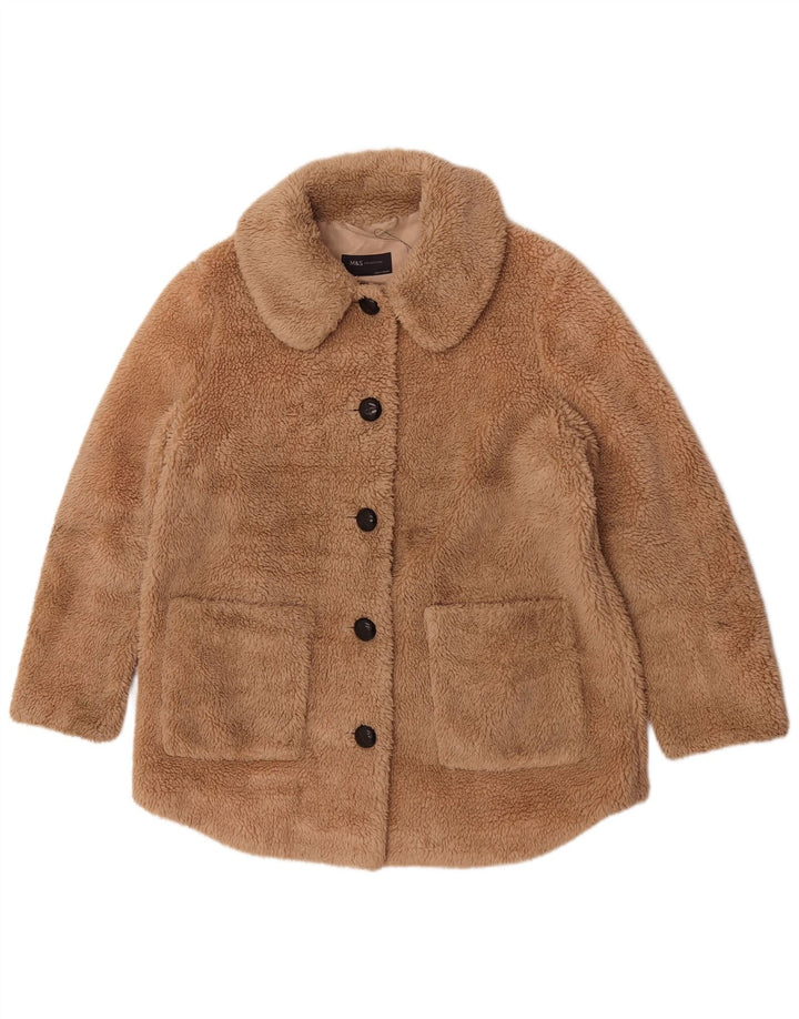 Marks & Spencer Teddybär-Fleecejacke für Damen, UK 14, Größe L, Beige, Polyester