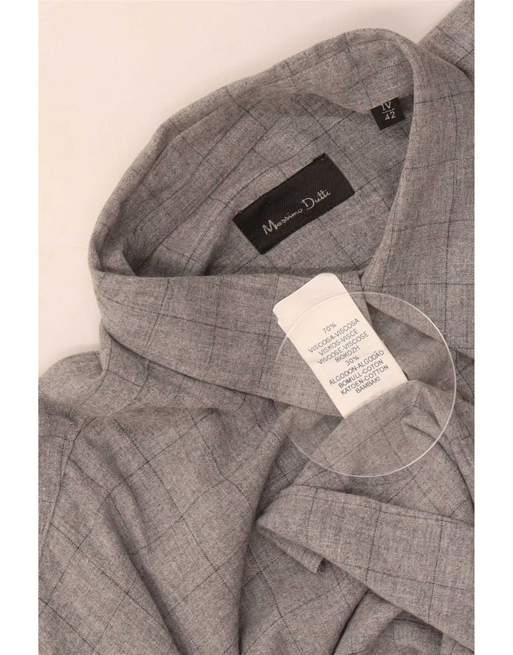 Massimo Dutti Herren-Hemd, groß, Größe 42, groß, grau kariert, Viskose